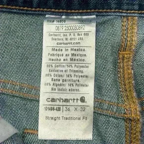 Carhartt Womens Denim Shorts 36 Cut Off High Waist Distressed Jeans Western READ - Picture 6 of 14